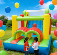 Château gonflable résidentiel, parcours d'obstacles, souffleur inclus, matériau PVC, installation facile, modèle DFRL 481, 13 personnes