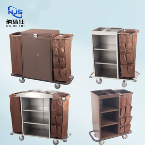 Troli Layanan dari Baja Anti Karat, Troli <span class=keywords><strong>Linen</strong></span> untuk Kebersihan, Troli Layanan Kamar, Perlengkapan Hotel, Peralatan Komersial, Troli Pintu Masuk - Product Image 5