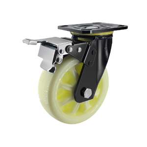 4/5/6/8 İnç Ağır Hizmet Tipi Endüstriyel Naylon Döner Tekerlek 15mm Kalınlığında Montaj Plakasıyla - Product Image 1