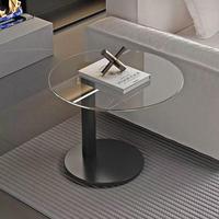 Table basse en verre, style luxe léger et simple, ronde, minimaliste, avec structure en acier nordique, table d'appoint pour salon