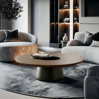 Table basse ronde moderne et simple DISHI, meubles de salon, hôtel, villa, plateau en bois, ensemble de tables basses avec cadre en métal pour la maison, salle à manger