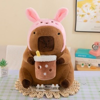 Peluche Capybara Tendance Nouveau Design Ours Tenant un Thé au Lait Peluche Kapibala Oreilles de Lapin