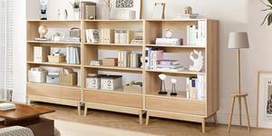 ชั้นวางของไม้แบบเปิด 4 ชั้น ทันสมัย พร้อมลิ้นชักแบบมีร่อง ป้องกันการล้ม สำหรับใช้ในบ้าน - Product Image 2