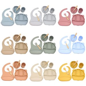 Nouveau-né dessin animé ventouse plaque bol vaisselle Snack tasse à boire enfants couverts produits bavoir Silicone bébé alimentation ensemble d'allaitement - Product Image 4
