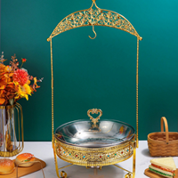 Réchaud de buffet décoratif en fer doré, ensemble de réchauds à alcool 4 points, 5L, 6L, 8L, anti-blocage, 50 à 70°C, pour hôtels et restaurants