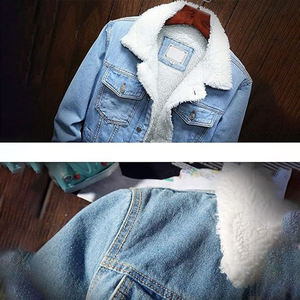 High Street Style Loose Fit Men's <b>Jacket</b> Men's Winter <b>Canvas</b> Denim <b>Jacket</b>-Stand Collar Bomber <b>Jackets</b> - Product Image 2