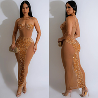Robe de soirée moulante sexy en maille à sequins pour femme, taille empire, bretelles spaghetti, robe de soirée formelle ou décontractée, vente en gros OEM