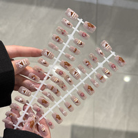 Nouvelles capsules d'ongles préfabriquées à presser, design artistique mi-couvrant, style doux, cool et mignon, haut de gamme, élégantes, effet blanchissant, 30 pièces en ABS
