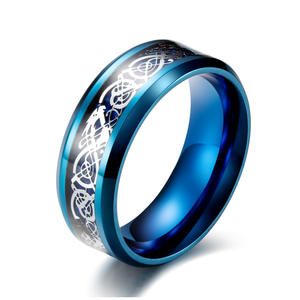 Anillo de Acero de Titanio Nibelung con Diseño de Dragón Azul, Unisex, para Uso Diario - Product Image 1