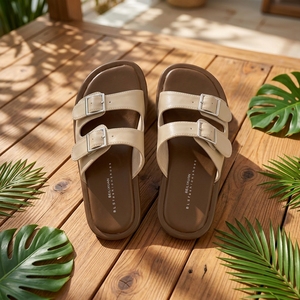 <span class=keywords><strong>Sandalias</strong></span> Planas <span class=keywords><strong>de</strong></span> <span class=keywords><strong>Doble</strong></span> <span class=keywords><strong>Hebilla</strong></span> para Mujer, Antideslizantes, Cómodas, con Aspecto <span class=keywords><strong>de</strong></span> Cuero, Casuales, para la Playa, para el Verano - Product Image 3