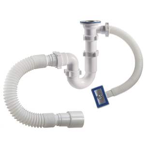 Fregadero sifón americano Tipo 1 1/2 "X 40 <span class=keywords><strong>con</strong></span> desbordamiento y manguera corrugada 40/50 sifón Desagüe de cocina residuos - Product Image 3