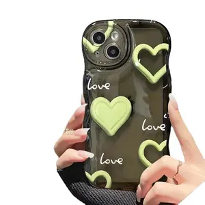 Antiman Green Love Airbag Irregular Funda de teléfono transparente para iPhone 14 12 13 111PROMAX x XR 7 8PULS