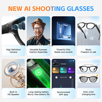 Lunettes Intelligentes IA avec Caméra et Audio, Prise en Charge Photo/Vidéo/Audio, Assistant IA/Traduction IA avec ChatGPT pour Hommes et Femmes