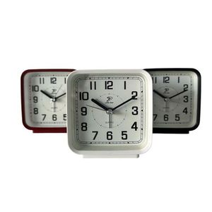 Desk <b>Clock</b> <b>Silent</b> Quartz Analog Square White Red Black Color Options - Product Image 1