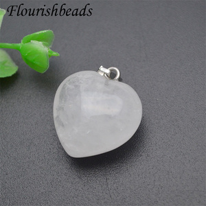 Plata rodio chapado piedra grande Natural selecciones Unakite ágata cristal cuarzo <span class=keywords><strong>amatista</strong></span> 20mm corazón piedras preciosas encanto colgantes - Product Image 6