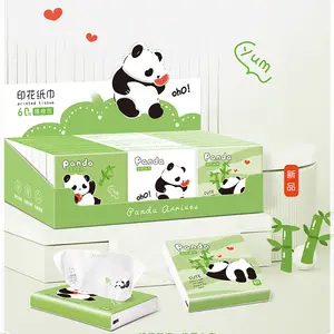 Senwen Color Printing Facial Tissues Cute Panda Soft Skin-Friendly Disposable Pocket Tissue 60 Pull Handkerchief Tissue For Kids