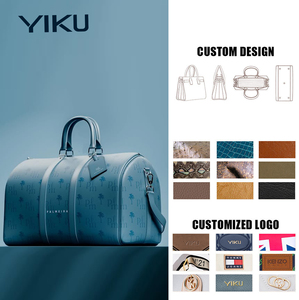 Borse da Viaggio in Pelle Blu Grande con Logo Personalizzato YIKU, Borse Weekender Unisex per Uomo e Donna, Borsa Bagaglio - Product Image 3