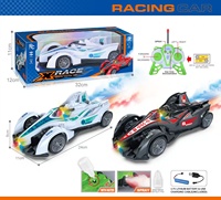 Voiture de course RC F1 6CH 1:16 avec fumée, lumières LED, démonstration à une touche, télécommande rechargeable 27 MHz, jouet pour garçons