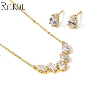 RAKOL SP3200 2022 Juego de Collar y Aretes de Cristal de Zirconia con Baño de Oro, Joyería de Novia para Boda - Product Image 6