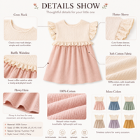 Nouvelle Robe d'été 2026 pour Petites Filles, en Gaze 100% Coton, avec Volants et Patchwork, Douce pour la Peau, Vêtements pour Tout-Petits, Vente en Gros Personnalisée