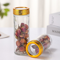 Offre Spéciale 50ml 80ml 100ml 150ml Bouteille de safran en verre avec couvercle doré Conteneur de stockage des aliments Emballage d'herbes de fleurs