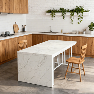 Thiết kế màu trắng và trắng calacatta mô hình tấm thạch anh đá nhân tạo <span class=keywords><strong>Countertop</strong></span> - Product Image 1