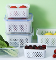 Plateaux de drainage en plastique de qualité alimentaire pour fruits et légumes, boîtes de rangement scellées pour réfrigérateur - Vente en gros
