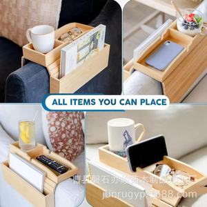 <b>Sofa</b> Armrest <b>Tray</b> Wooden Multi-functional Snack Plate With Storage Compartment For Living Room TV Viewing Breakfast Use - Product Image 4