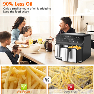 Prix de gros Haute Qualité Ménage Double Double Fours Intelligents Familiales Électriques Friteuse à Air avec Écran Tactile - Product Image 2