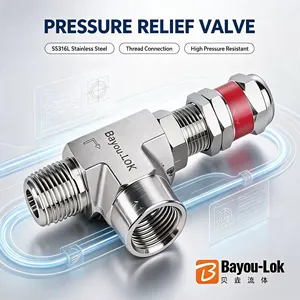 Raccord de vanne 316LSS forgé et poli, vanne de décharge à trois voies, vanne de décharge de sécurité à double ferrule pour conduites industrielles - Product Image 3