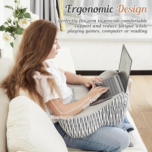 Du Babo Memory Foam Triangular Backrest <b>Pillow</b> Striped Pattern For Reading And Bed Rest Support <b>Large</b> Size - Product Image 2