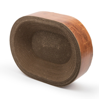 Grande griffoir moderne en grain de bois pour chat, avec griffoir intégré en carton ondulé résistant à l'usure et jouet-niche pour chat anti-chute de poils