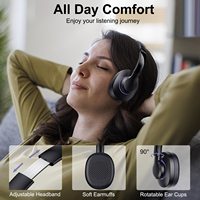 Headset Nirkabel 45 Jam 350mAh dengan Peredam Kebisingan ENC untuk Kantor, Call Center, Bisnis, Kompatibel dengan Teams
