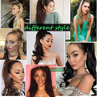 Extensions de cheveux queue de cheval enveloppantes flexibles, 32 pouces de long, bouclées, ondulées, postiches pour femmes