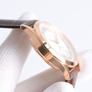 Reloj 5196 con Diseño de Anillo Plateado Simple, Esfera Dorada Rosa, Correa de Piel de Cocodrilo, Sistema de Segundero Independiente - Product Image 4