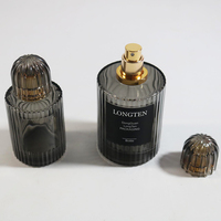 Botol Parfum Kaca Bulat Kosong Mewah 100ml Desain Fashion, Botol Parfum Garis Vertikal Kecil 30ml 50ml