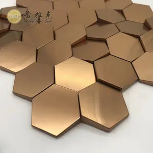 六角形の金属モザイク3D効果ステンレス鋼装飾壁タイル