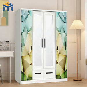 <span class=keywords><strong>ตู้</strong></span><span class=keywords><strong>เสื้อผ้า</strong></span>เหล็กพิมพ์ลายทันสมัย 4 ประตู 2 ลิ้นชัก พร้อมกระจกและราวแขวน<span class=keywords><strong>เสื้อผ้า</strong></span> <span class=keywords><strong>ตู้</strong></span>เก็บของในห้องนอนพร้อมกุญแจล็อค - Product Image 1