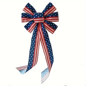 Cinta de arpillera Patriótica con cable, cinta de yute con patrón de bandera de EE. UU., para regalo del 4 de julio - Product Image 4