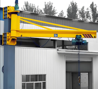 Grue de levage à bras oscillant à 180 degrés avec contrôle sans fil Bonne classe de travail Grue de potence de type mur de 5 tonnes