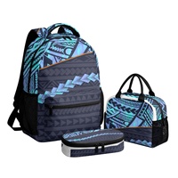 Ensemble de sacs d'école personnalisés à motifs polynésiens pour étudiants, comprenant une trousse et un sac à lunch, impression à la demande, facile à transporter