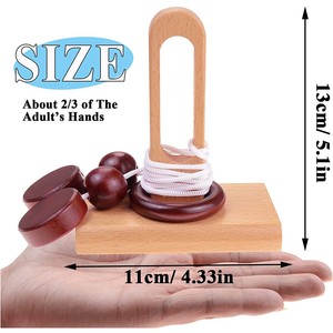 Burr luban kongming câu đố trí tuệ trí tuệ bằng gỗ trêu ghẹo dây câu đố giải pháp trò chơi trung tâm Iq đồ chơi - Product Image 3