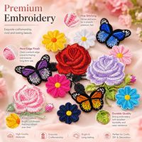 Patchs brodés décoratifs thermocollants ou à coudre, motifs floraux colorés (rose, papillon, fleur de jardin, nature)