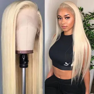 Grade 12a Long 613 Straight 13x4 HD 360 Full Lace Front Human hair Wig , 613 Blonde Raw Human Hair 13x6 Hd Lace Frontal Wigs