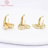 Boucles d'oreilles en laiton plaqué or 18 carats, multi-styles, en forme de cœur, d'hirondelle et d'oiseau, fermoirs pour la fabrication de bijoux DIY, vente en gros