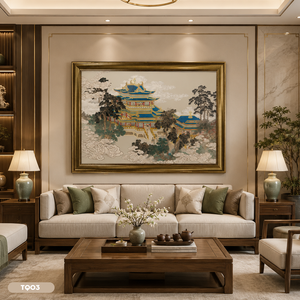 Peinture murale HALO Vietnam en feuille d'or, Art de luxe en feuille d'or, Paysage palacieux, Décoration suspendue pour la maison, l'hôtel, le bureau, OEM ODM, Acier inoxydable - Product Image 6