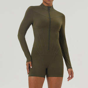 Neue Reiß verschluss Langarm Leggings Fitness Yoga Kleidung Set Hochfeste Sportswear Gym Workout Einteiliger Yoga Jumps uit für Frauen - Product Image 6