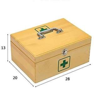 Cassetta per medicinali per uso domestico kit di pronto soccorso in legno vuoto portatile borsa per medicinali a due strati - Product Image 1