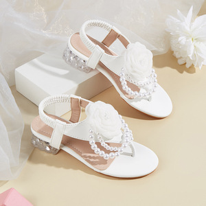 <span class=keywords><strong>Sandali</strong></span> con Tacco Alto per Bambine, Nuovo Stile con Perle e Fiori, <span class=keywords><strong>Sandali</strong></span> Casual alla Moda - Product Image 2