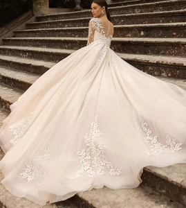 Robe de mariée légère Mori 2024 été nouvelle mariée Simple dentelle <span class=keywords><strong>Sexy</strong></span> voyage <span class=keywords><strong>Photo</strong></span> petit Tulle traînant pour avoir l'air mince - Product Image 2